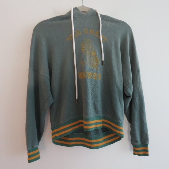 THE GREAT. The Teammate Sweatshirt with Hawk Graphic Double Washed Moss Sz 0 XS - Picture 2 of 16